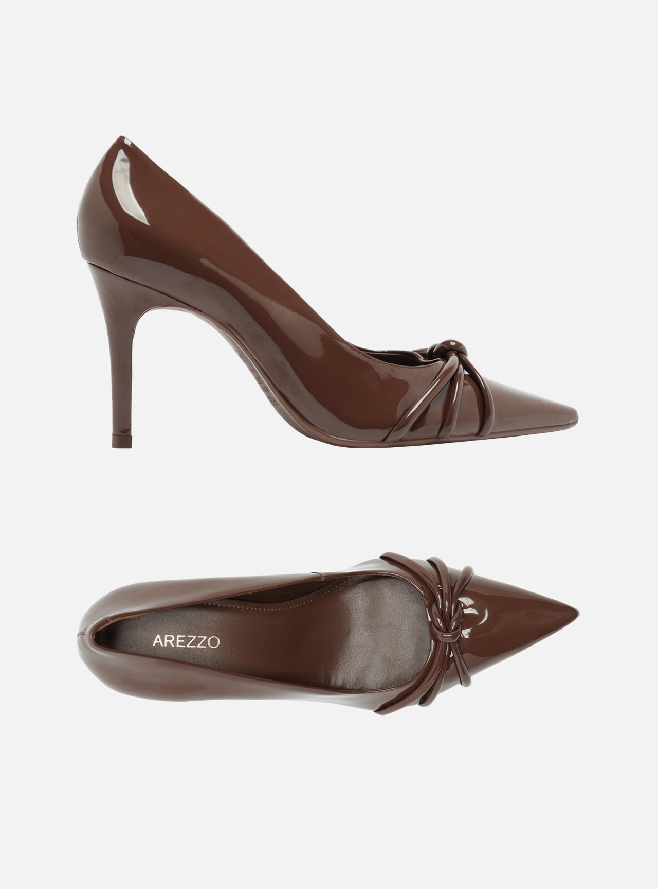 Scarpin Marrom Verniz Salto Fino Tiras — foto 5