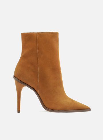 Bota Marrom Nobuck Cano Curto Salto Alto Fino