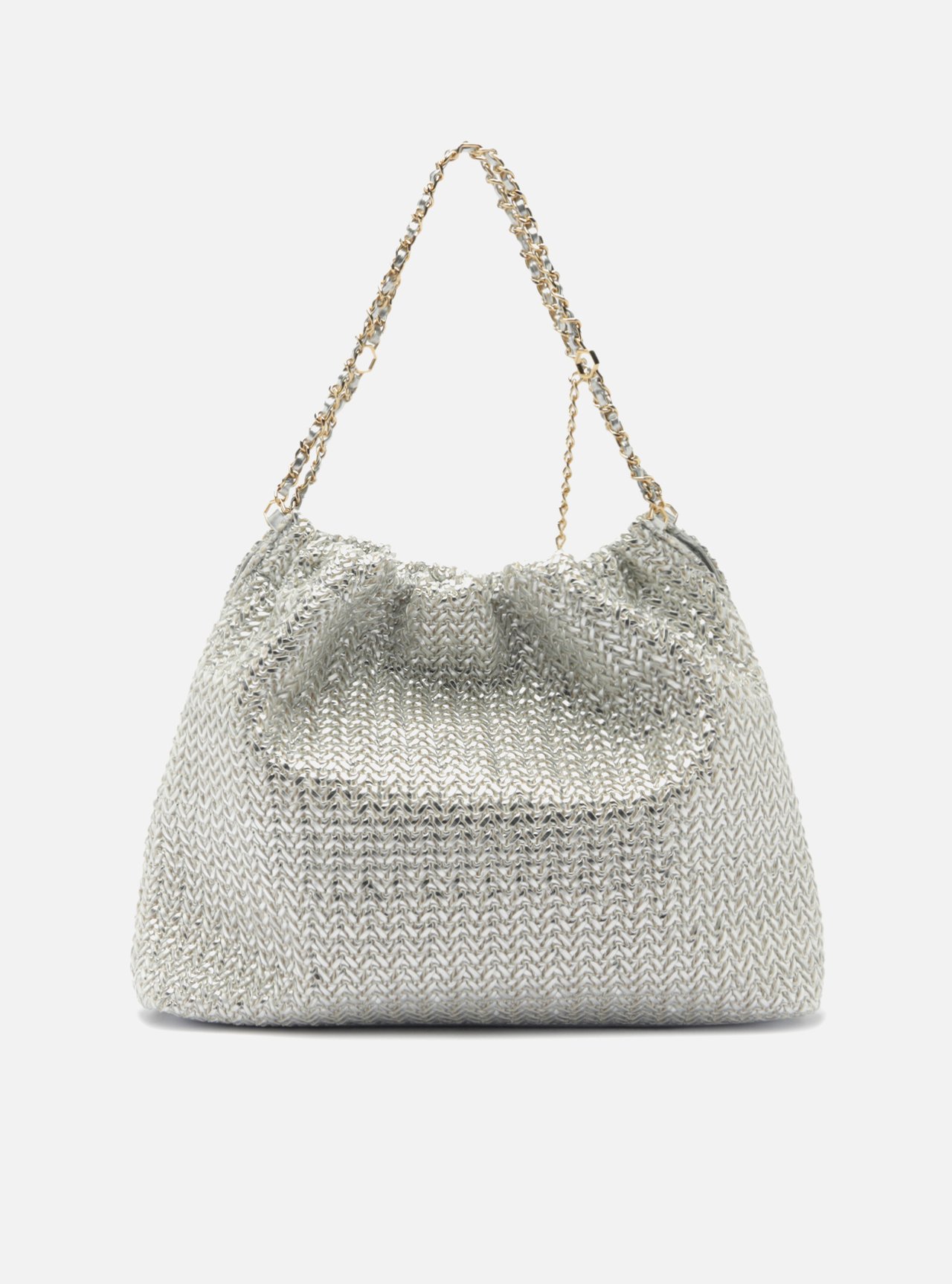 Bolsa Hobo Prateada Trama Esther Grande — foto 3