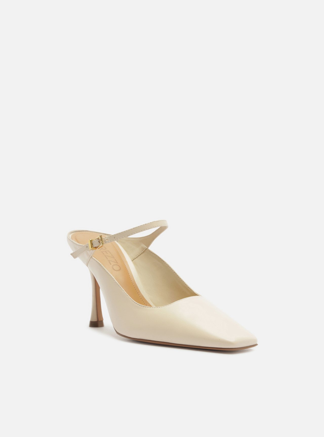 Mule Branca Couro Salto Taça Slingback — foto 2