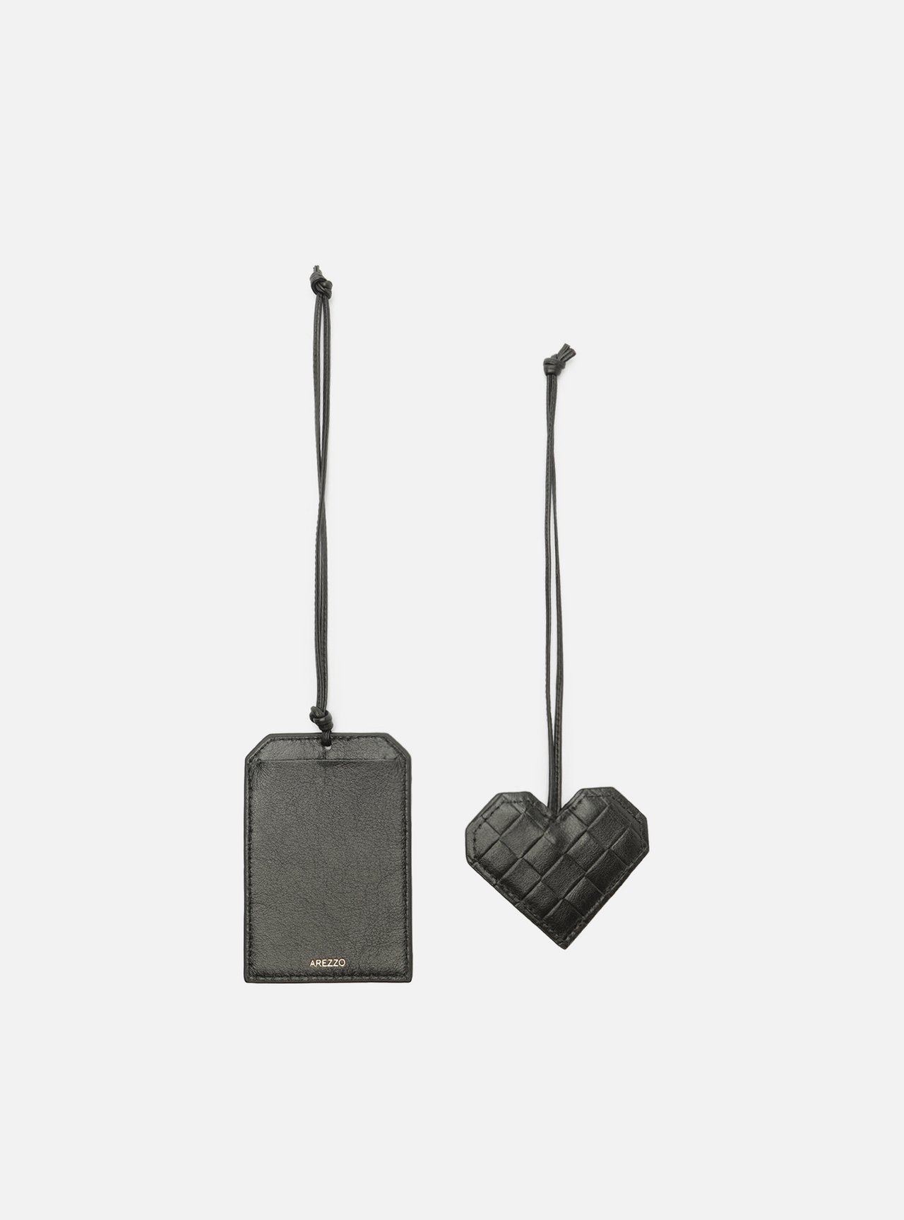 Acessório Bag Charm Preto Couro Tressê Coração — foto 2