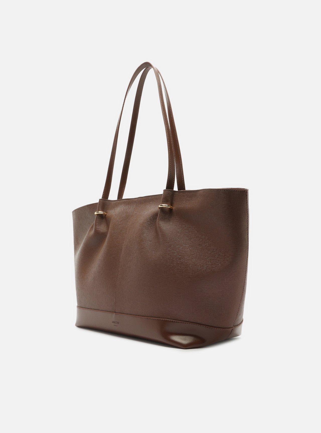 Bolsa Shopping Marrom Grande Metais Dourados — foto 2