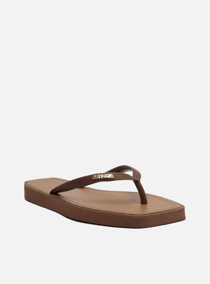 Chinelo de Dedo Marrom Escuro Square Palmilha Marrom