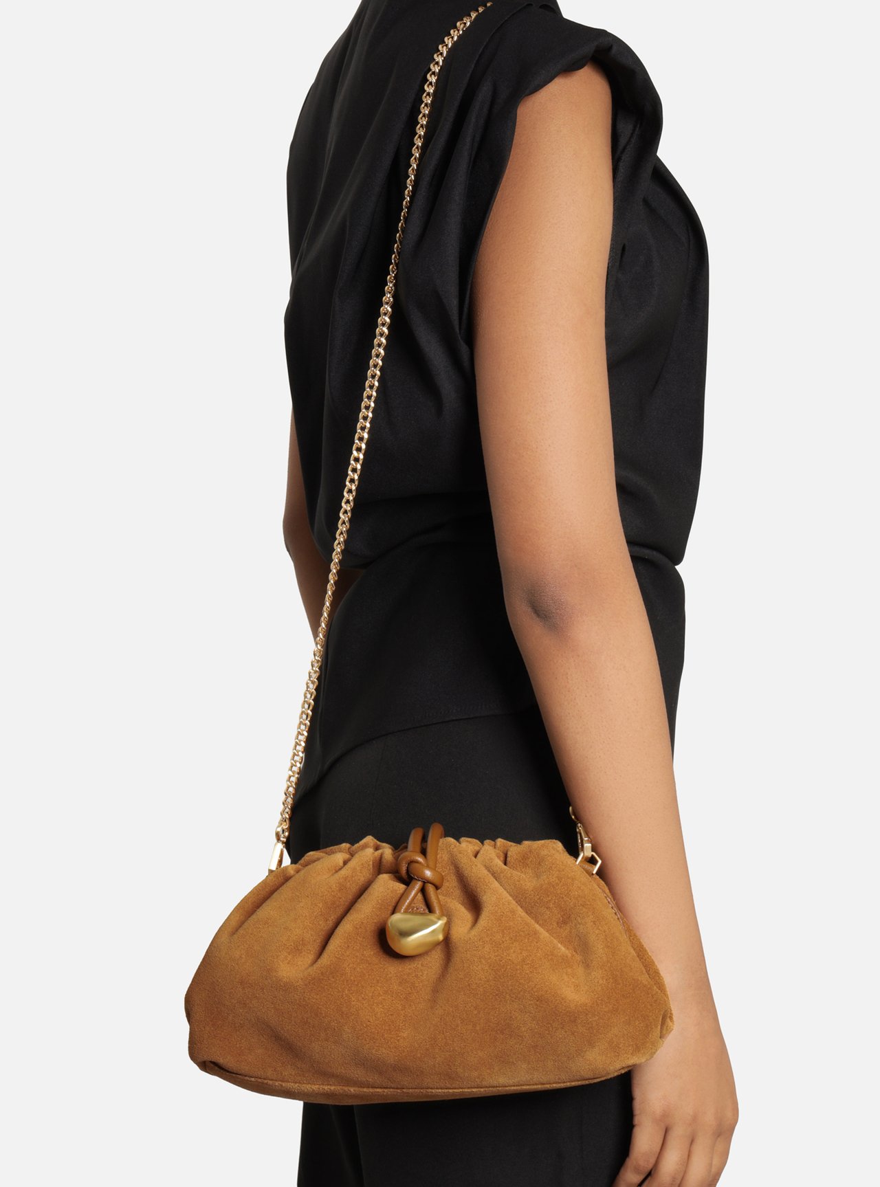 Bolsa Clutch Marrom Couro Média Corrente — foto 6