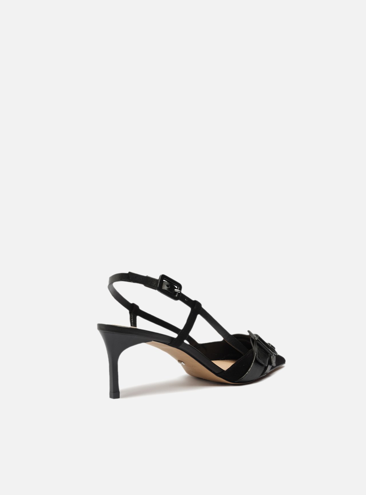 Scarpin Preto Nobuck Salto Baixo Slingback — foto 3