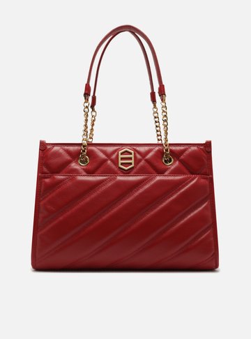 Bolsa Shopping Vermelha Couro Grande Matelassê