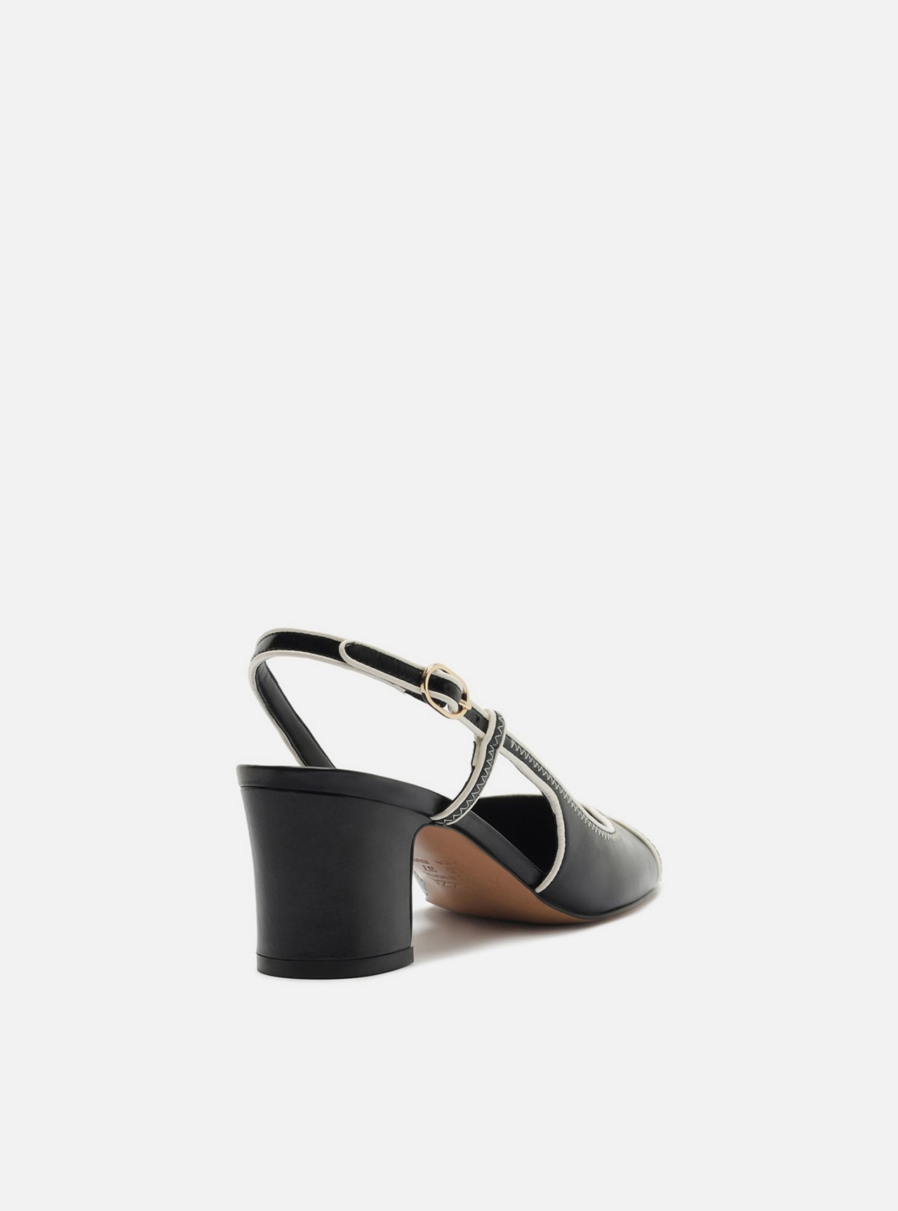 Scarpin Preto Salto Bloco Fivela Slingback — foto 3
