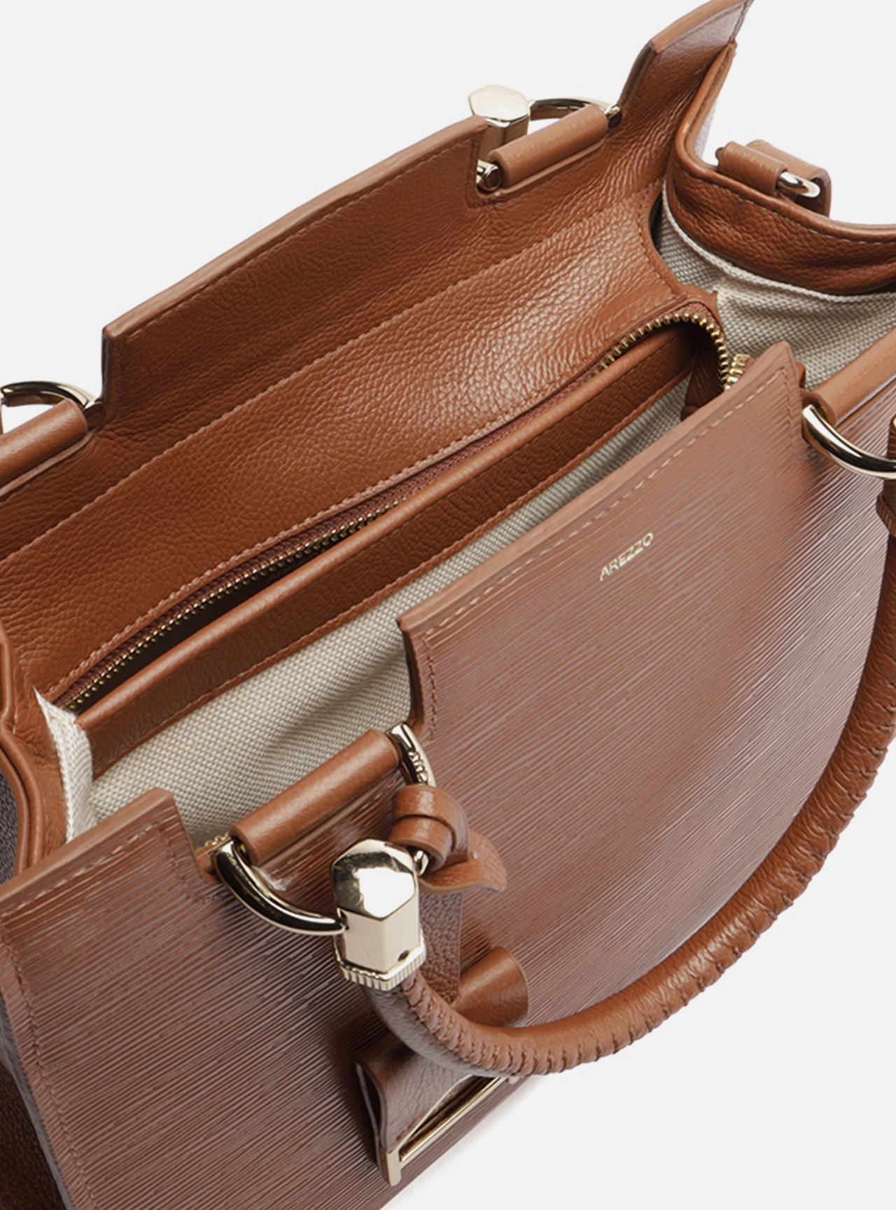 Bolsa Tote Marrom Couro Abraccio Grande — foto 4