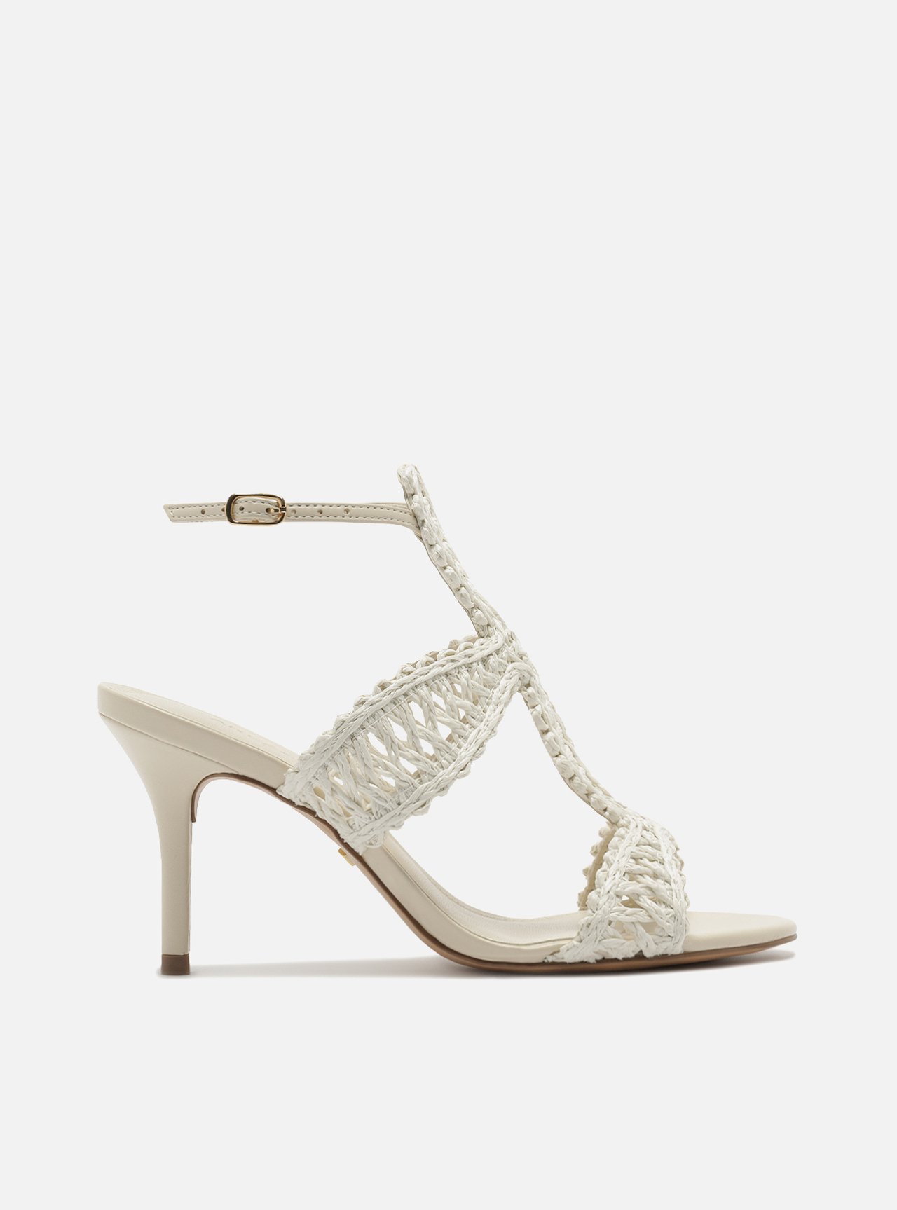 Sandália Off-White Salto Fino Tiras Bordadas — foto 1