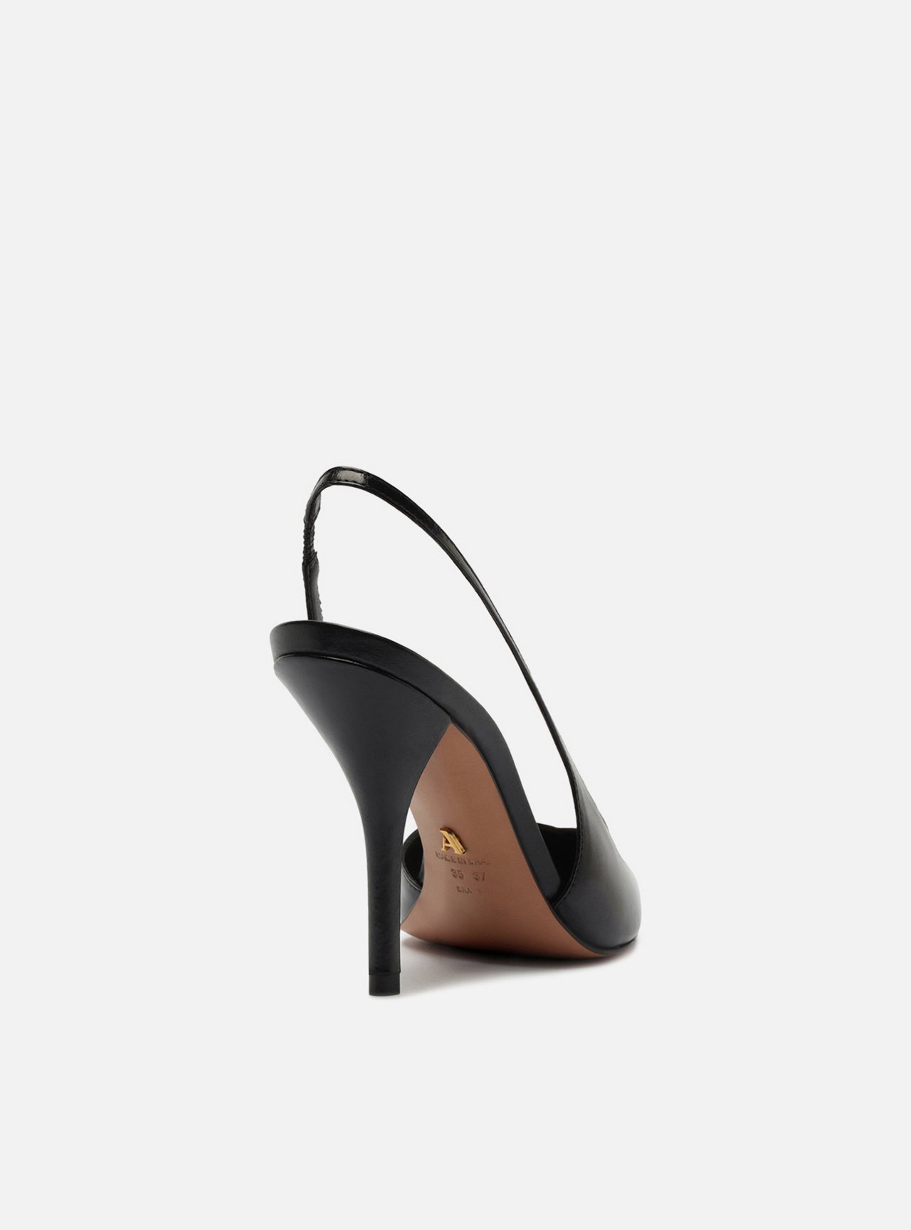Scarpin Preto Couro Salto Fino Slingback — foto 3