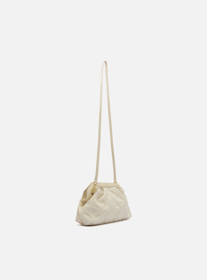 Clutch Off-White Linho Pequena Bordado