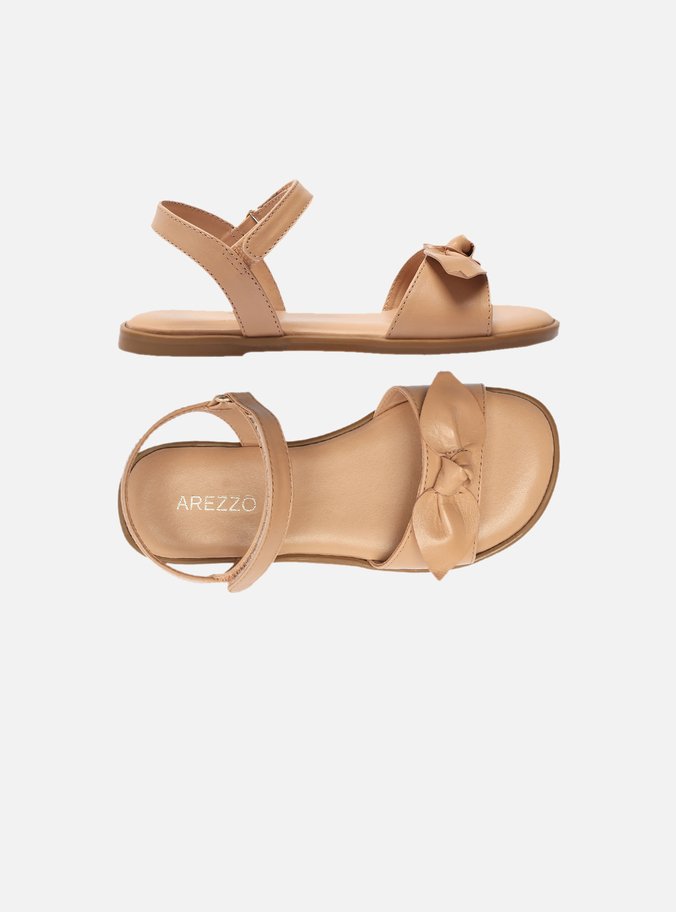 Sandália Rasteira Infantil Nude Laço