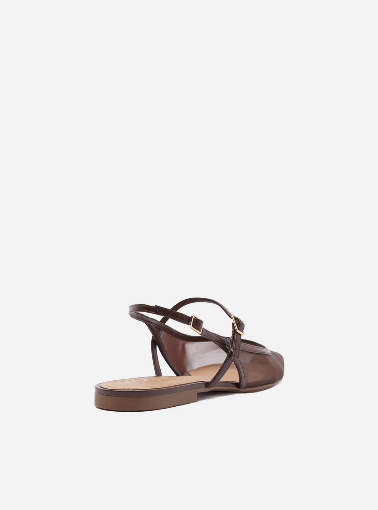 Sapatilha Marrom Tela Slingback Tiras Fivelas — foto 3