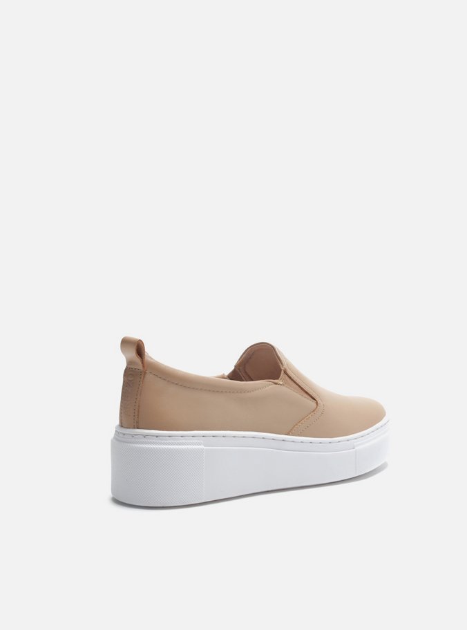 Tênis Slip On Flatform Elástico Nude