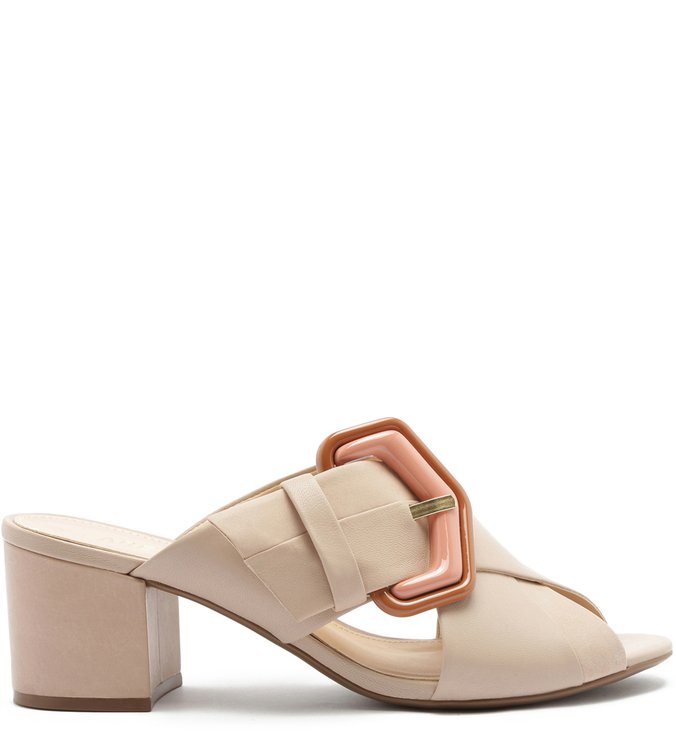 Sandália Couro Tiras Cruzadas Classic Nude