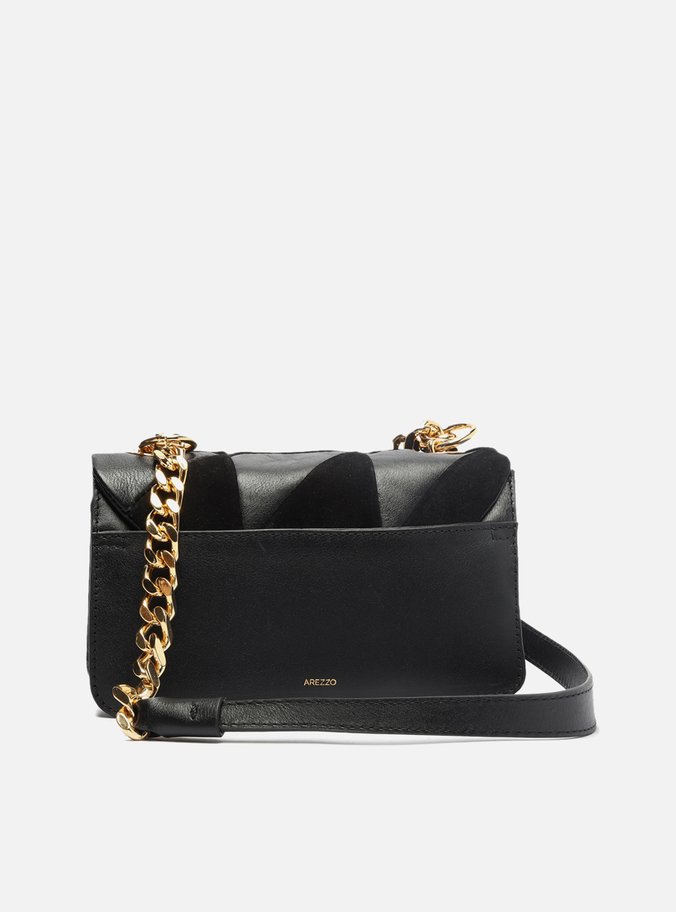 Bolsa Tiracolo Preta Couro Nobuck  Pequena