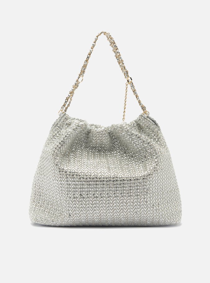 Bolsa Hobo Prateada Trama Esther Grande