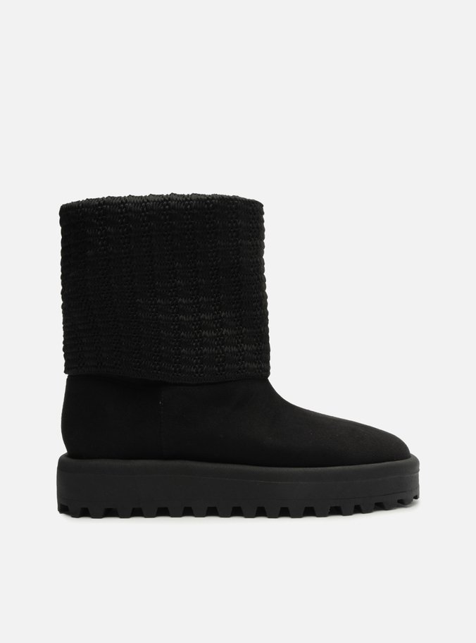 Bota Preta Camurça Cano Médio Knit Riley