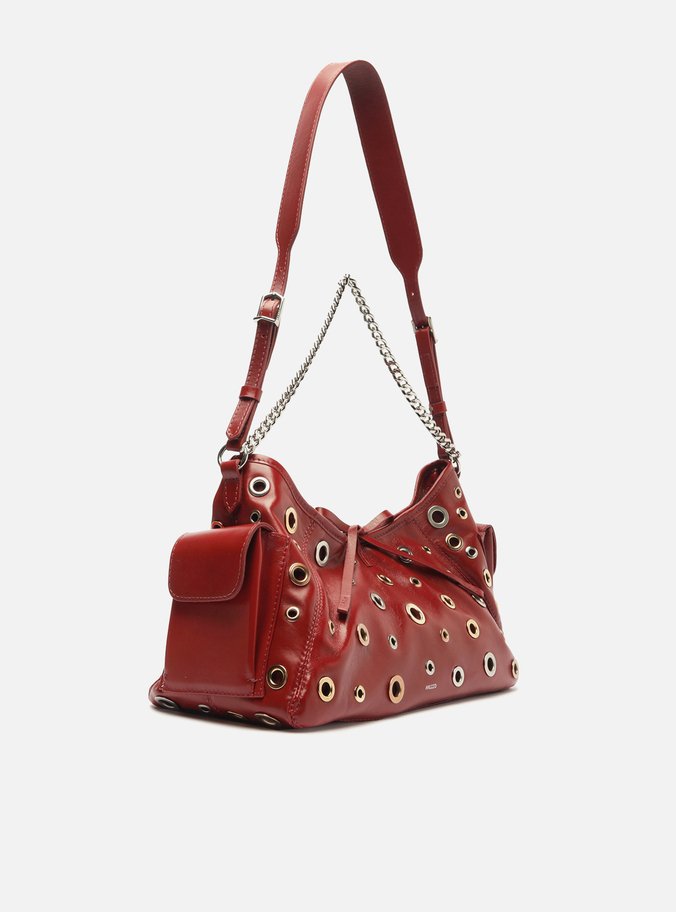 Bolsa Tiracolo Vermelha Couro Pequena Ilhoses
