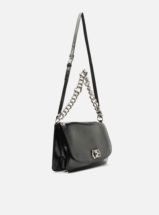 Bolsa Tiracolo Preta Couro Amélia Grande