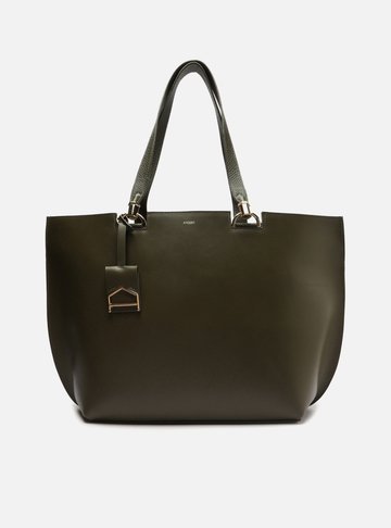 Bolsa Shopping Verde Couro Abraccio Grande