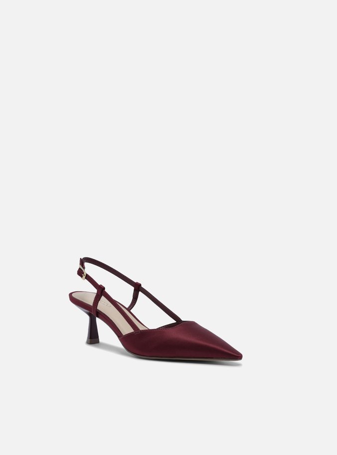 Scarpin Vermelho Cetim Salto Baixo Geométrico