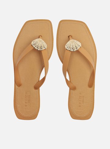 Chinelo de Dedo Marrom Recouro Square Concha