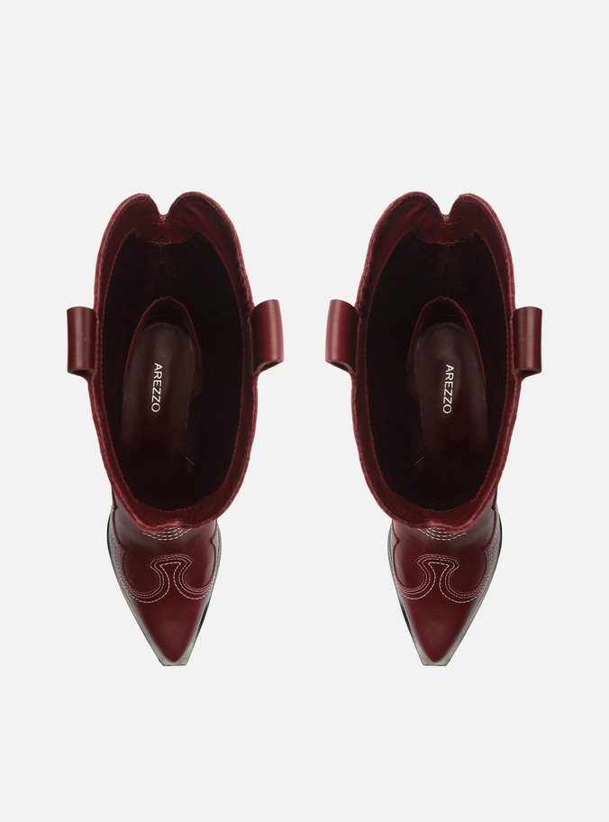 Bota Vermelha Couro Cano Curto Western Folk