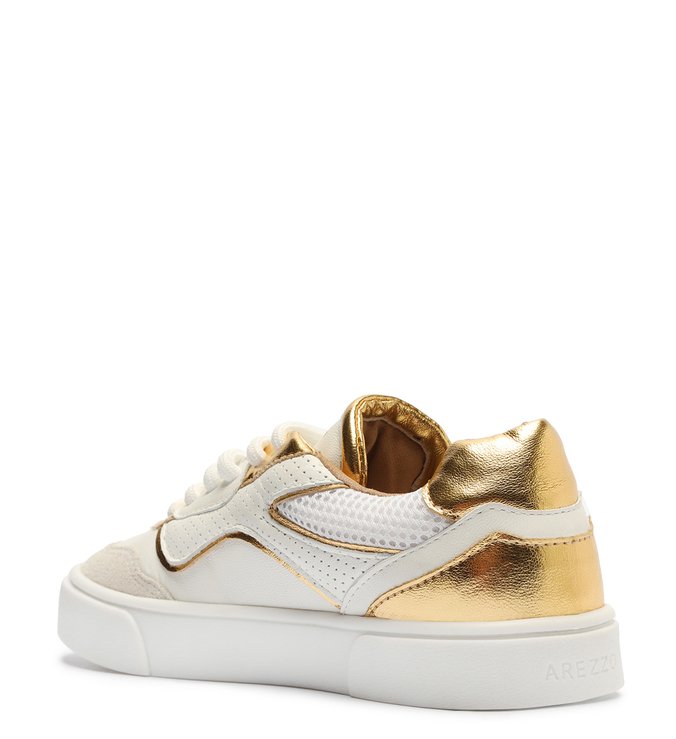 Tênis Infantil Branco Dourado Flatform Bambini