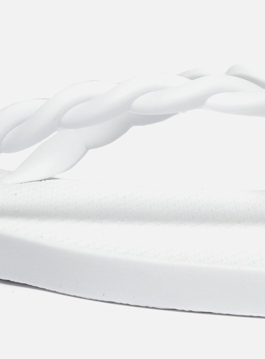 Chinelo Bico Quadrado Trançado Branco Brizza Plural