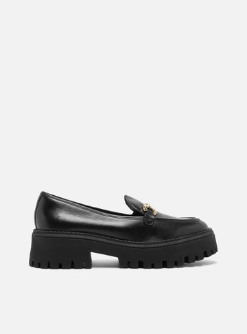 Mocassim Preto Couro Tratorado Bridão