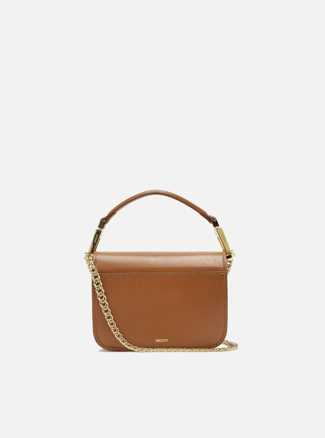 Bolsa Pequena Marrom Couro Fecho Dourado Corrente — foto 3