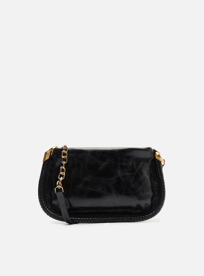 Bolsa Tiracolo Preta Couro Worn Média