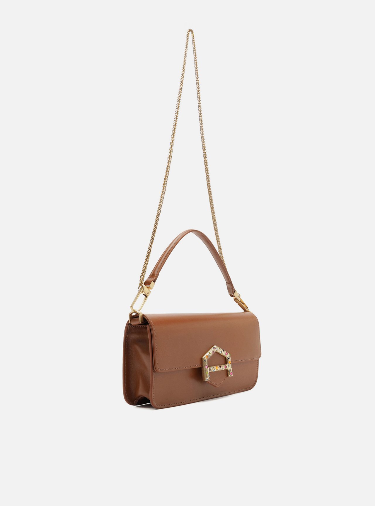 Bolsa Tiracolo Marrom Couro A001 Média Pedrarias — foto 5