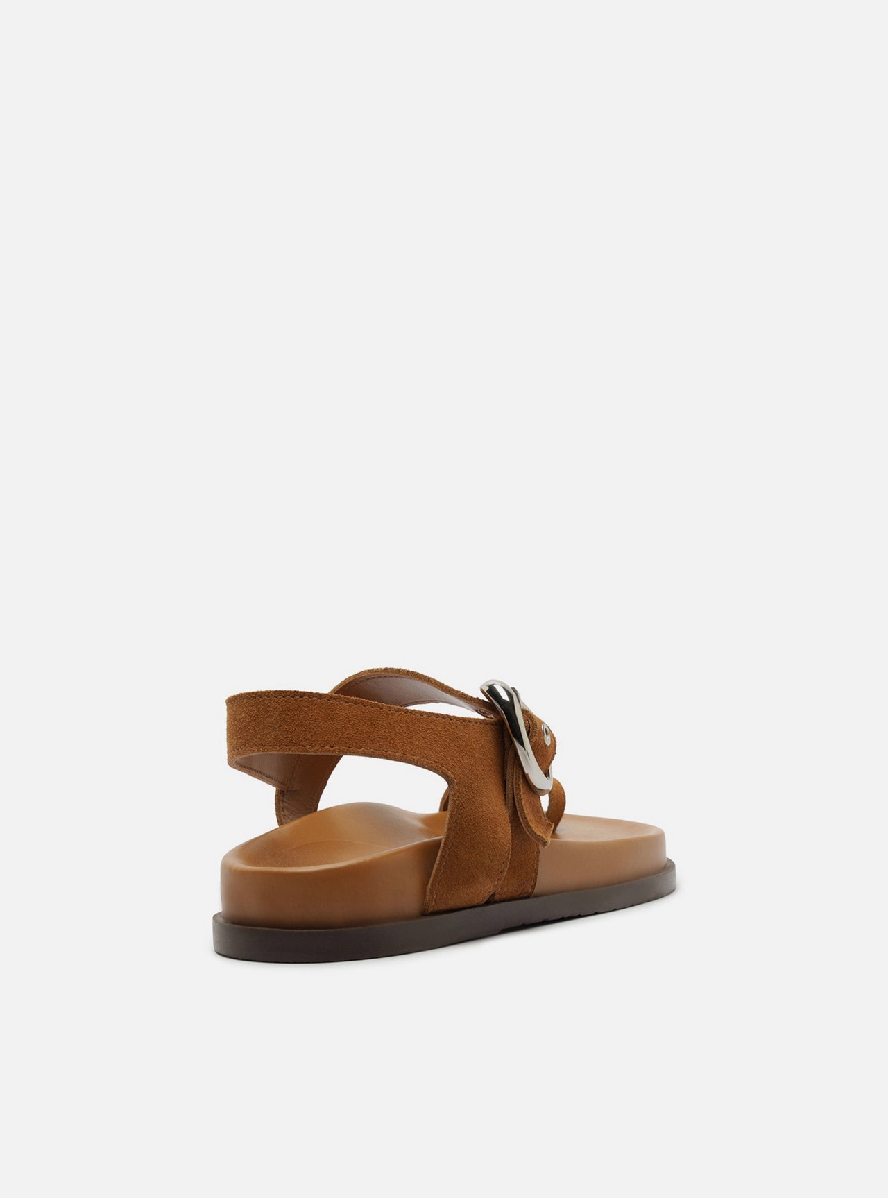 Sandália Papete Marrom Acamurçada Flatform Fivela — foto 3