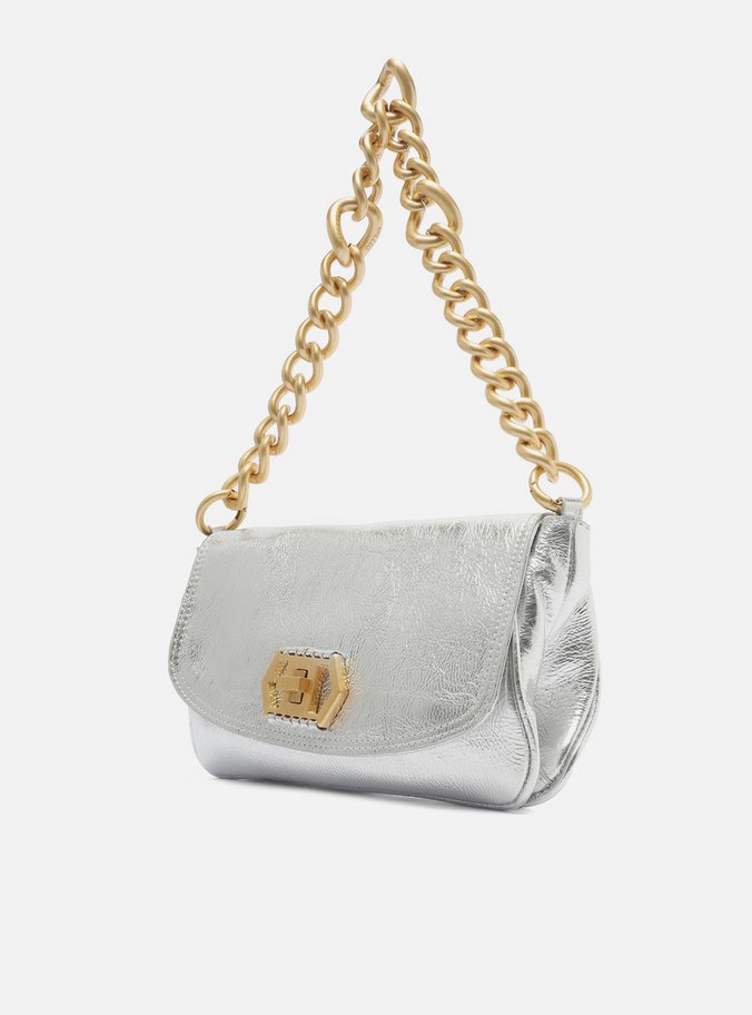 Bolsa Tiracolo Prata Couro Amélia Pequena