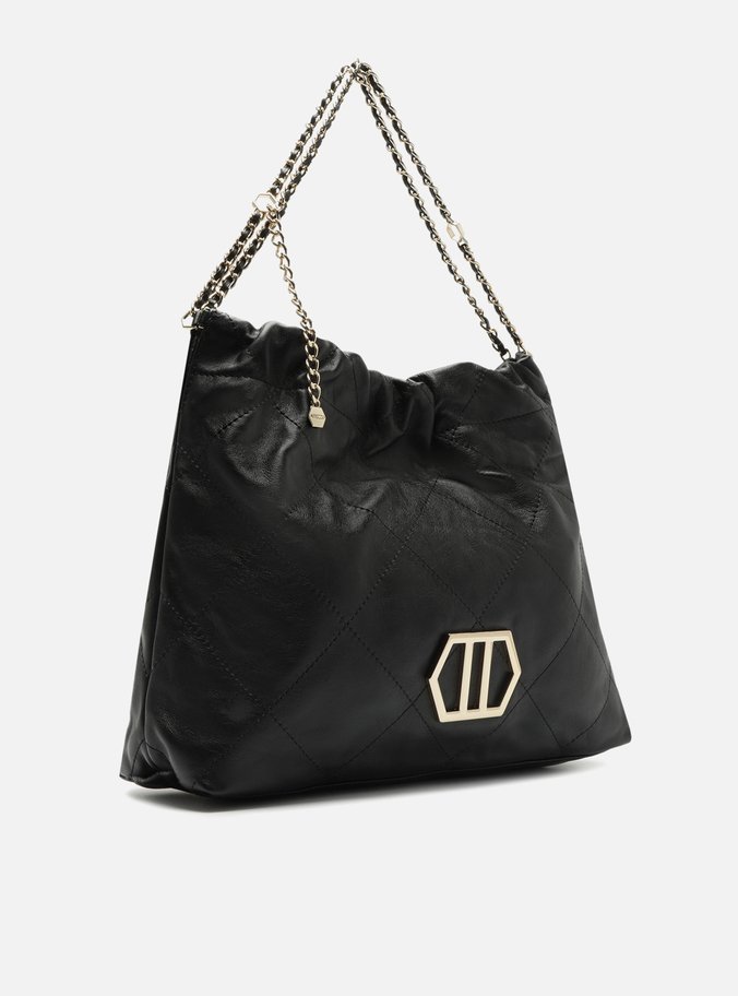 Bolsa Hobo Preta Couro Esther Grande