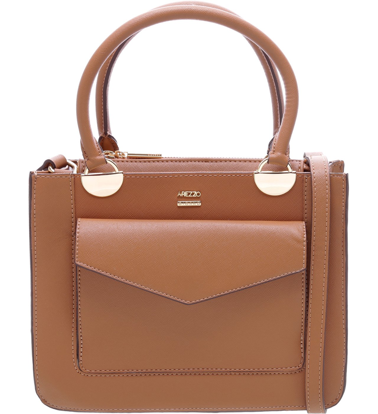Bolsa Tote Média Ferrara Bolso Frontal Camel | Arezzo