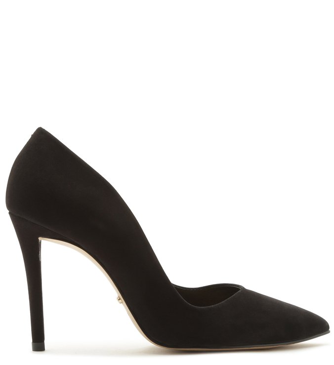 Scarpin Nobuck Salto Alto Fino Preto