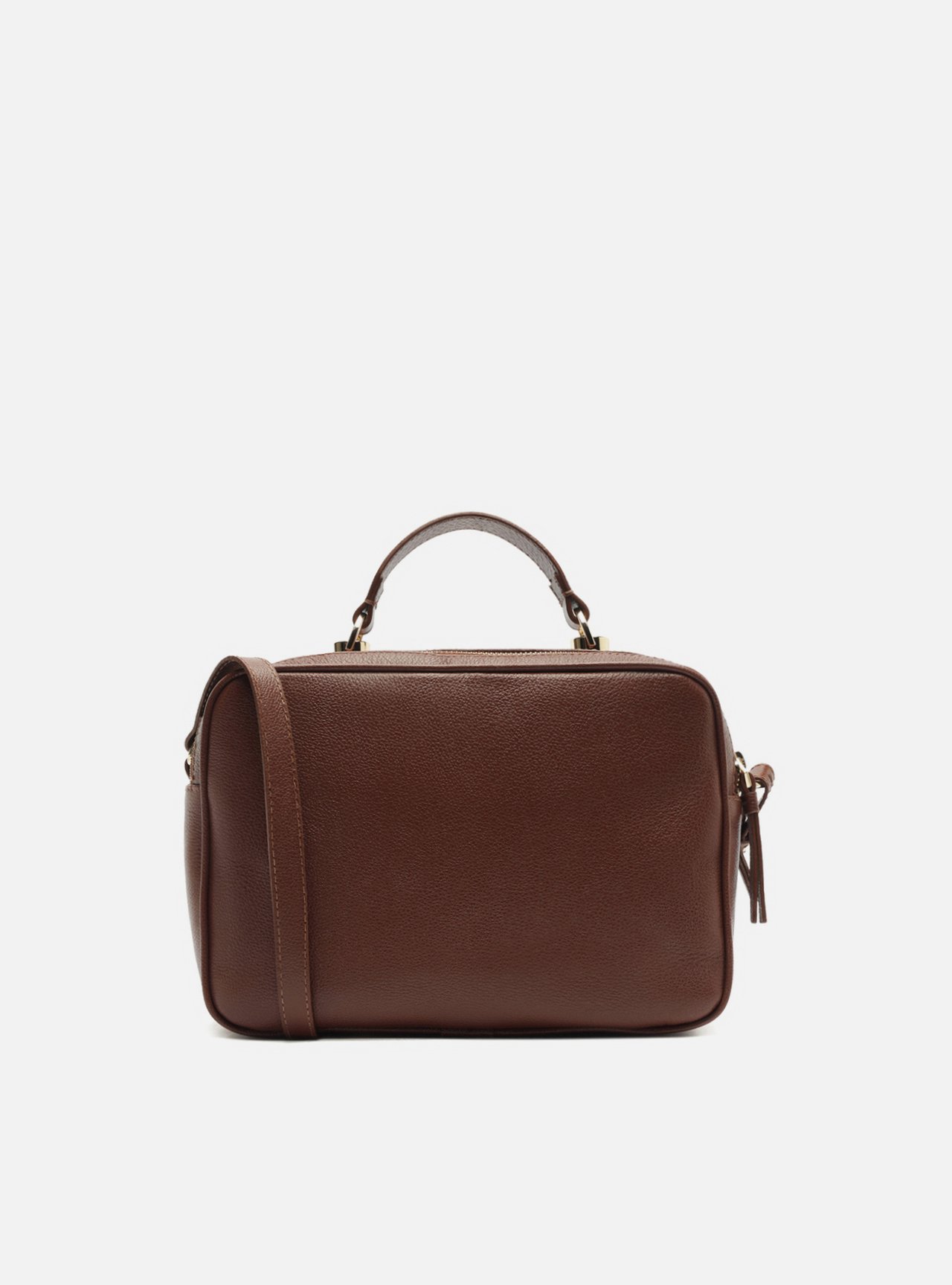 Bolsa Tiracolo Marrom Escura Couro Francine Média — foto 3