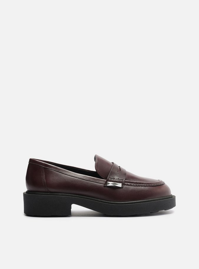 Mocassim Marrom Couro Bloco Tira Detalhe