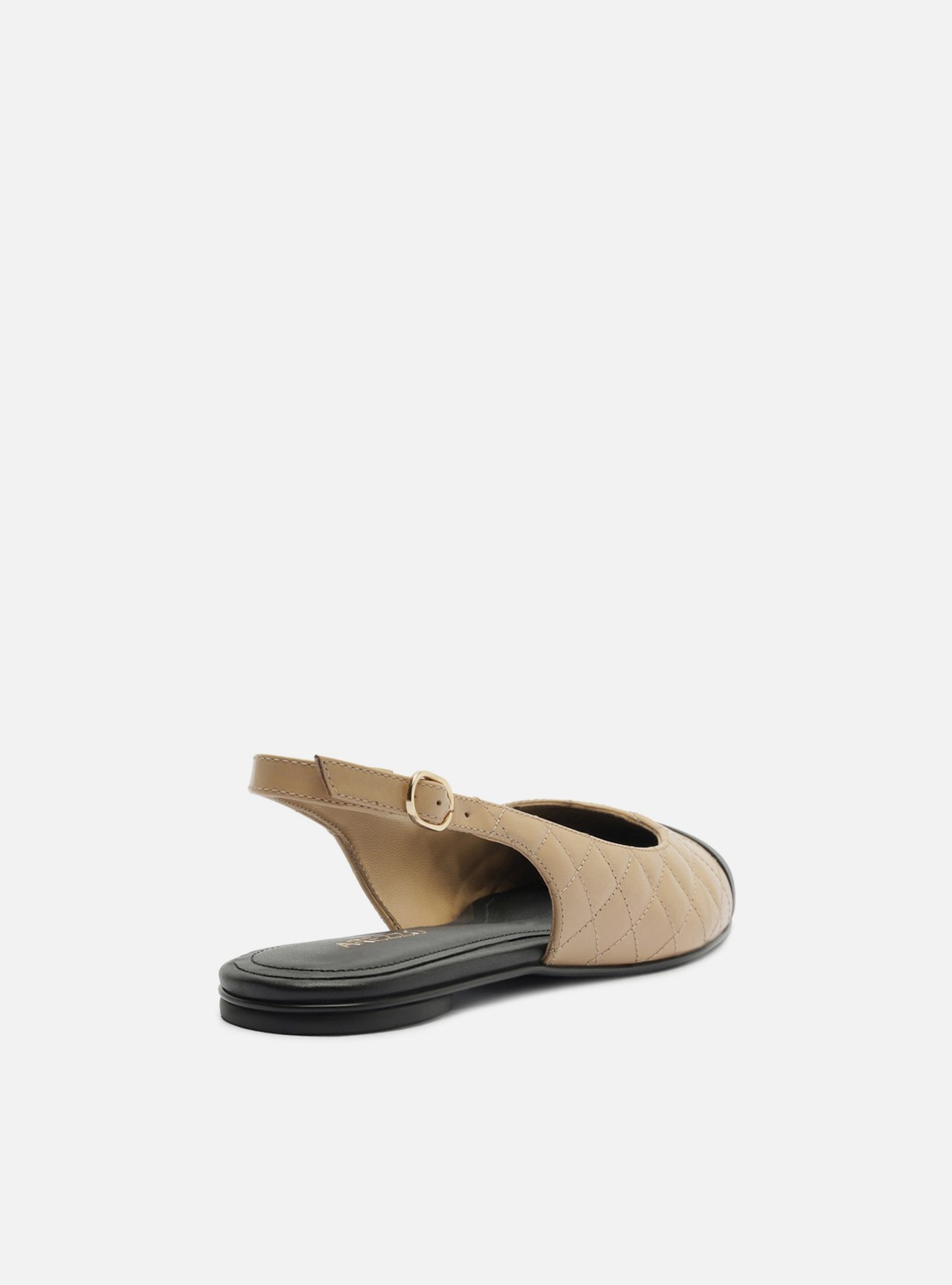 Sapatilha Marrom Couro Bico Redondo Matelassê Slingback — foto 3