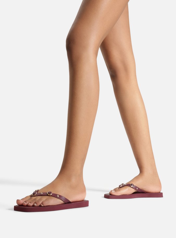 Chinelo de Dedo Vermelho Bico Quadrado Brizza