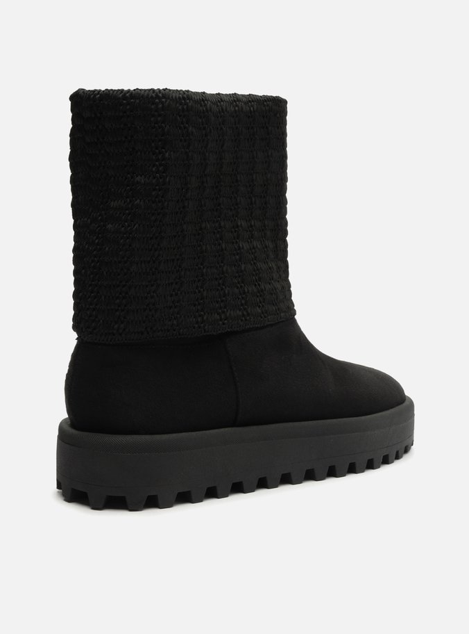 Bota Preta Camurça Cano Médio Knit Riley