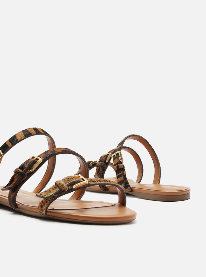 Rasteira Animal Print Tiras Fivelas