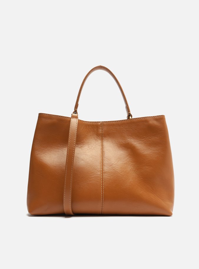 Bolsa Tote Marrom Couro Helena Grande Nó Metal
