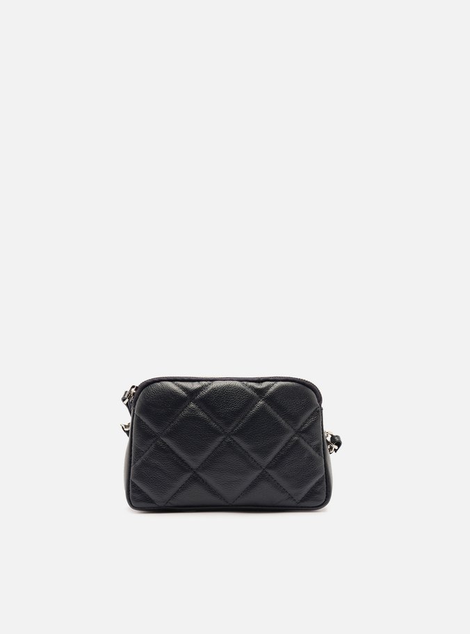 Bolsa Tiracolo Azul Couro Mizz Pequena Zíper