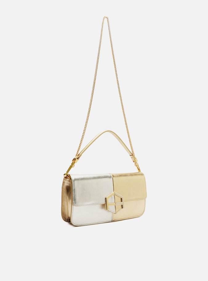 Bolsa Tiracolo Dourada Couro A001 Duo Média