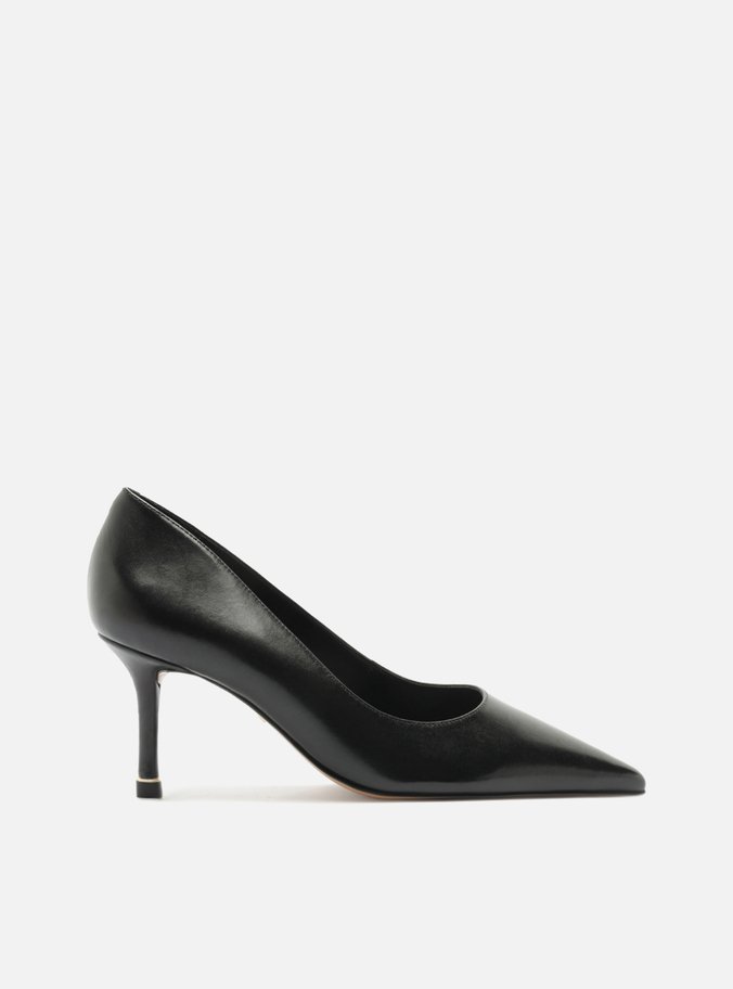 Scarpin Preto Couro Salto Fino 
