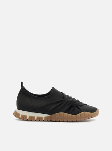 Arezzo — Tênis Slip On Preto Tecido Sola Emborrachada